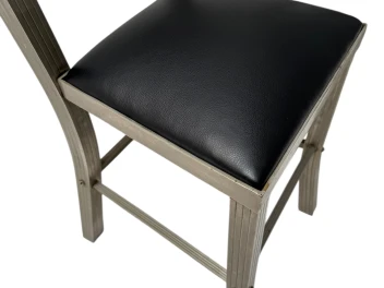 Two French Art Deco Side Chairs with Black Leather Seats, 1930s